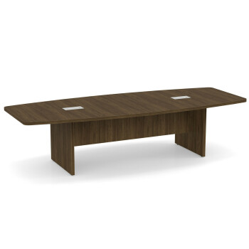 brown boat-shaped conference table